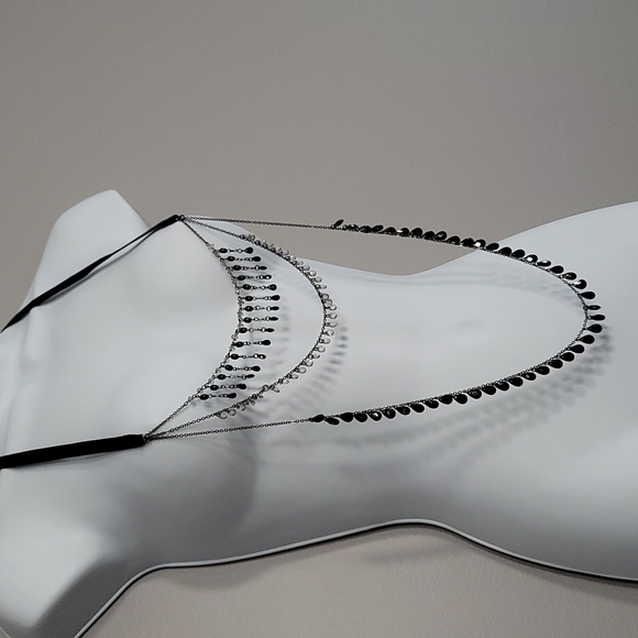 Rhinestone & Bead Layered Necklace - Picture 3 of 9